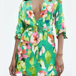 Floral Green Zara Dress